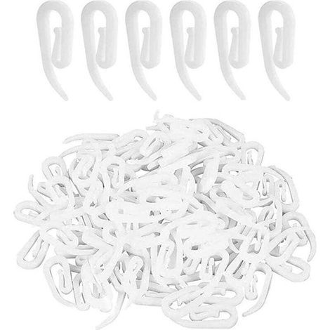 Confezione da 100 ganci per tende in plastica, ganci per tende in plastica - binari per tende, ganci per doccia/finestra/binario (1/4)