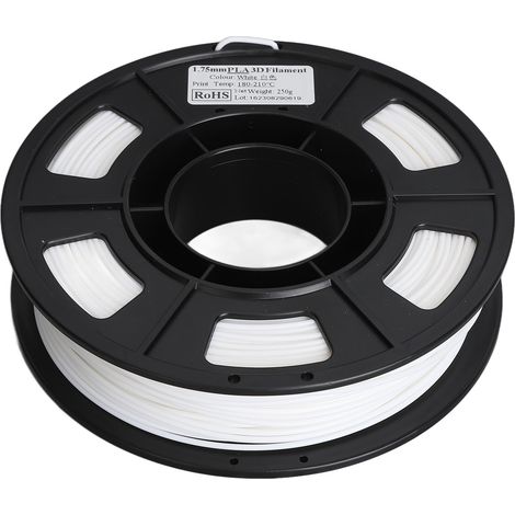 Weißes PLA-Filament, 1,75 mm, für 3D-Drucker, 250 g, Temperatur 180–210 °C, Nachfüll- und Ersatzkompatibel