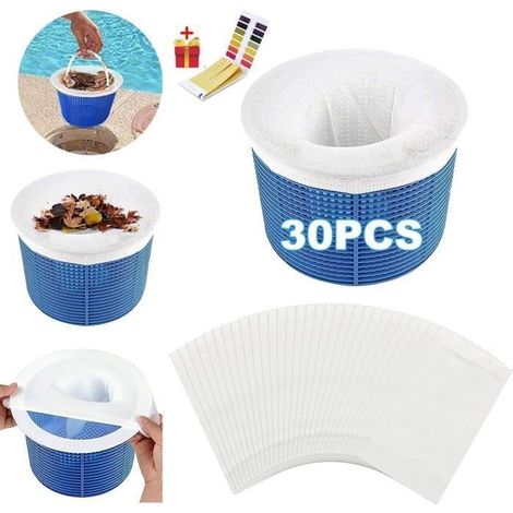 30pcs Chaussettes de Skimmer de Piscine,Sac de filtration pour piscine, housse de protection contre les poussières 13x22cm (1/4)