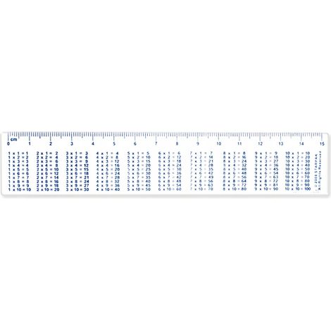 Règle de 15 cm avec table de multiplication (1/2)