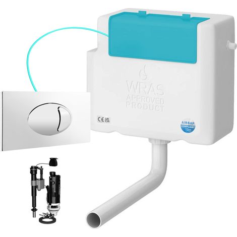 Side Entry Concealed Toilet Cistern WC with Dual Flush Polished Chrome Plate - Includes WRAS Internals & Pipe (1/3)