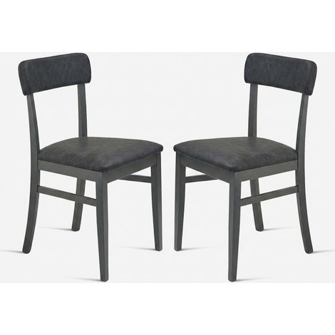 Set 2 sedie imbottite in legno ed ecopelle Lipsia - Nero
