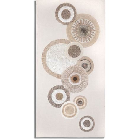 Dipinto su Tela Circly con Inserti 1 50x3,2x100 cm in Legno e Tessuto (1/4)