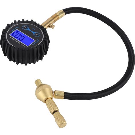 Gonfleur de Pneu Numérique à écran LCD, Manomètre Précis 200 Psi pour Voitures, Camions et Vélos avec Interrupteur de Dégonflage Unique, Textile + Laiton, Noir (1/5)