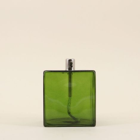 Lampe à huile cube en verre soufflé vert 10cm (1/5)