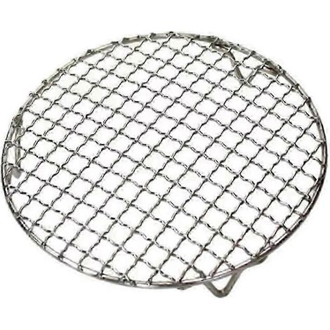 Grille de barbecue en acier inoxydable de 22,5 cm – Grille ronde avec pieds pour camping en plein air, grille de refroidissement incluse (1/4)