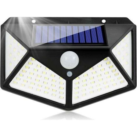 Solar-Flutlicht mit 100 LEDs und Bewegungsmelder – Wasserdicht nach IP65 – 3 Beleuchtungsmodi – 6500 K Lichtfarbe für Garten und Garage (1/5)
