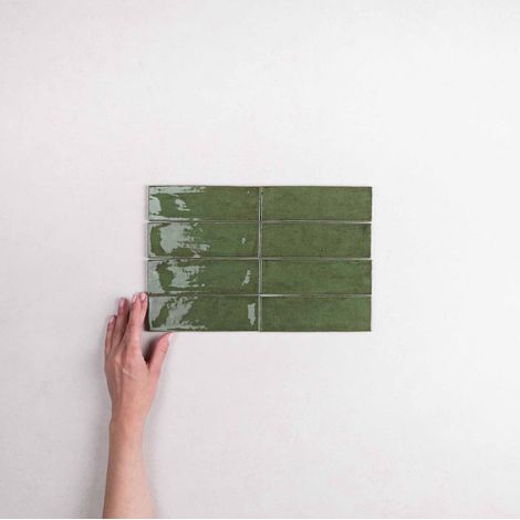 Carrelage Effet Zellige Vert FANGO Green Gloss 5x15cm (1/5)