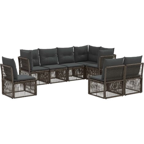 Gartensofa-set 8 pcs Grau Poly-Rattan vidaXL