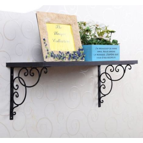 Support d'étagère - Noir - 20x20 cm - Acier - Lot de 4 - Design triangulaire (1/4)