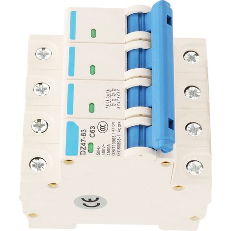 Disjoncteur 4P MCB pour montage sur rail DIN, interrupteur de protection 400 V 63 A, pouvoir de coupure de 4500 A (1/5)