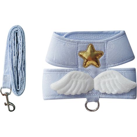 Harnais pour chat avec laisse réglable 4 saisons, gilet universel mignon avec ailes d'ange avec corde de traction de 1,5 m pour chaton bleu clair XL (2,5 à 4 kg / 5,5 à 8,8 lb) (1/5)