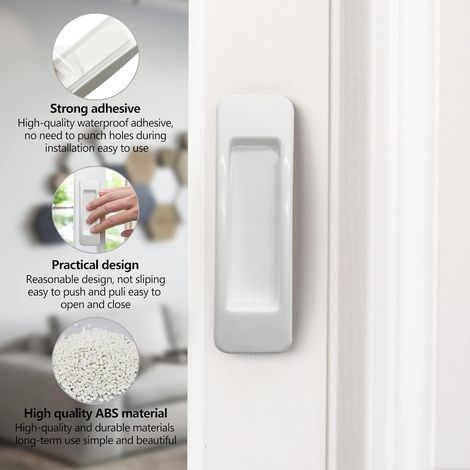 Set mit 6 selbstklebenden Schiebetürgriffen mit doppelseitigen Klebestreifen für Schränke, Fenster, Kühlschränke, Schubladen, Glastüren (weiß) (1/4)