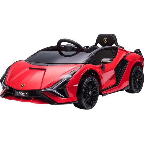 Voiture électrique enfant 12V télécommandée 2.4G 2 moteurs klaxon LED musique rouge 3-5 ans