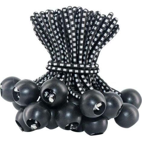 Tendeur Elastique 50 Pièces, Tendeur Bache 10cm, Corde Elastique, Sandow Elastique, Tendeur en Caoutchouc, Cordons Élastiques avec Boules pour Pavillon, Bâche, Tente, Rideaux, Bannière, Camping-
