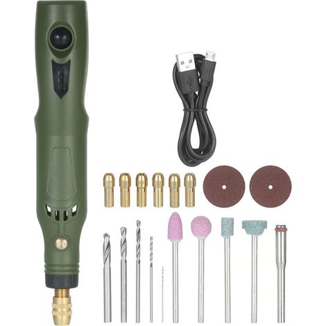 Meuleuse électrique compacte KKmoon sans fil, vitesse réglable jusqu'à 15 000 tr/min, rechargeable par USB, petite polisseuse électrique, stylo de gravure et de découpe, verte RUIOIU (1/5)
