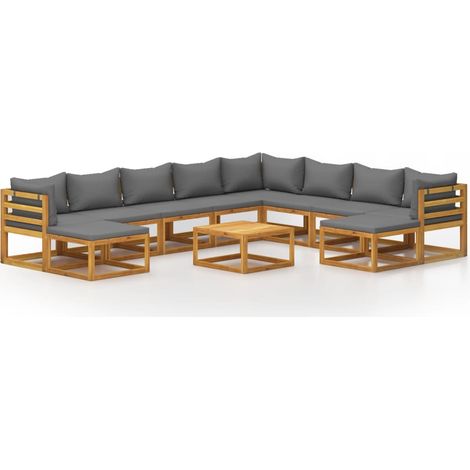 Maison Exclusive - 11-tlg. Garten-Lounge-Set mit Auflagen Massivh