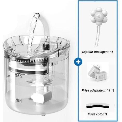 Abreuvoir transparent pour chien et chat avec capteur, abreuvoir avec filtre, filtre de remplacement, capacité 1.5L-YOLISTAR (1/4)