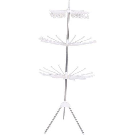 minifinker étendoir à linge pliable Étendoir à linge rotatif à 360 degrés, conception bagagerie porte-habits Une 3 couches (1/4)