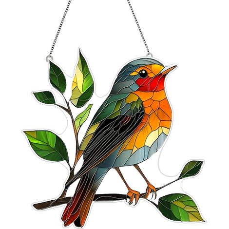 Acchiappasole per finestre, 20 × 20 cm, ornamenti colorati a forma di cuore in acrilico, decorazioni perfette da appendere per l'arredamento della casa, regalo eccellente per gli amanti degli uccelli (1/5)