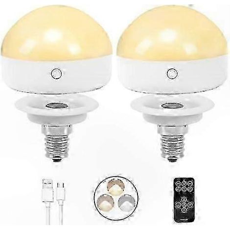 Ampoule LED rechargeable E14, lot de 2, 300 lm, équivalent 40 W, chargeur détachable, 3 modes de couleur (1/5)