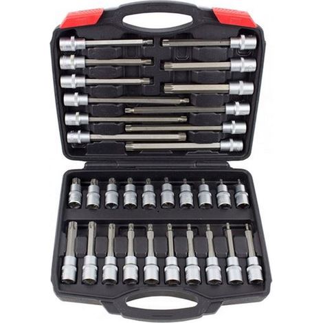 Coffret multi-outils 32 douilles Torx 1/2' en acier chrome-vanadium – Longueurs 55/100/140/200mm – Pour usage professionnel – Kroftools (1/2)