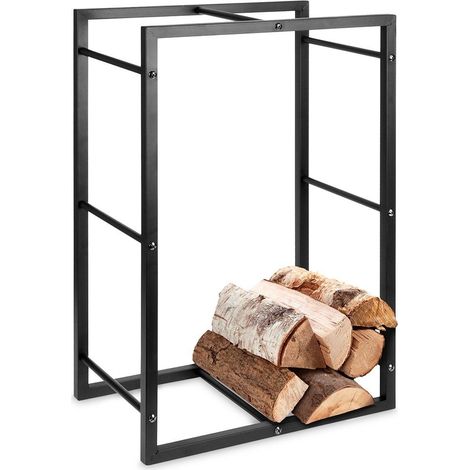 Range bûches pour intérieur en métal noir 45x28x70cm (1/5)