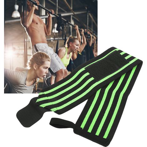 Protection de poignet ajustable pour musculation - Bandes élastiques de soutien noir et vert (1/5)