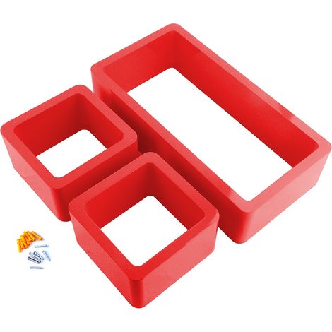 Étagères murales en bois lot de 3 étagères décoratives rangement livres vases design moderne noir blanc rouge bleu (1/4)