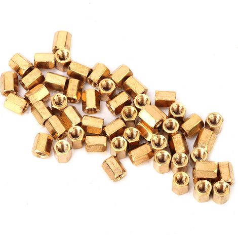 50 entretoises hexagonales creuses double passage en laiton M36 mm pour circuits imprimés (1/5)