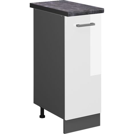 Armadio cucina dispensa alto R-Line, Bianco lucido, 30 cm , PL Antracite, Vicco
