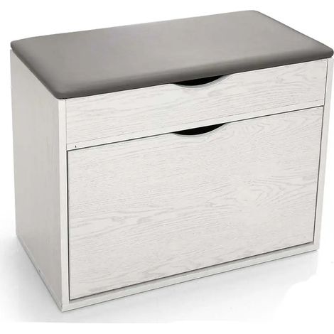Zapatero bioclimático con asiento gris 63 x 30 x 50 cm
