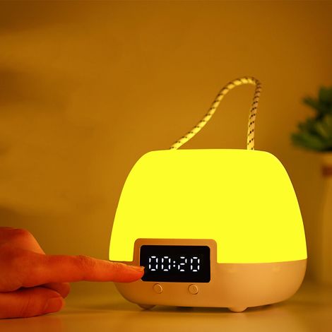 Veilleuse LED créative avec télécommande, idéale pour les mamans qui se lèvent la nuit pour allaiter bébé, lampe de chevet pour chambre d'enfant, lampe de bureau rechargeable par USB, modèle horloge t (1/5)
