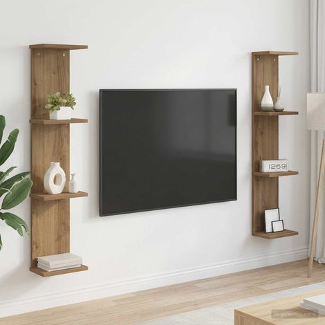 vidaXL Estante de pared 2 uds. Roble artisan 22 x 15 x 100 cm (1/5)