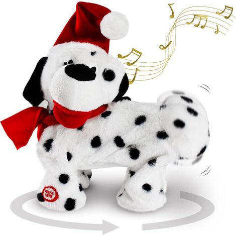 Giocattolo cane danzante - Decorazione natalizia animata che canta e balla con un cucciolo di peluche vestito da Babbo Natale, morbido e carino animale di peluche per bambini e innamorati