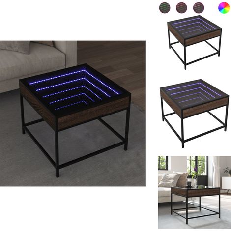 The Living Store Couchtisch mit Infinity-LED Braun Eichen-Optik 50x50x41 cm - LED Beleuchtung (1/5)
