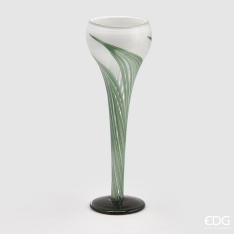 EDG Enzo De Gasperi Vaso Tulipano a Calice H 45 Cm D 13 Cm Scatola Regalo White Green (1/5)