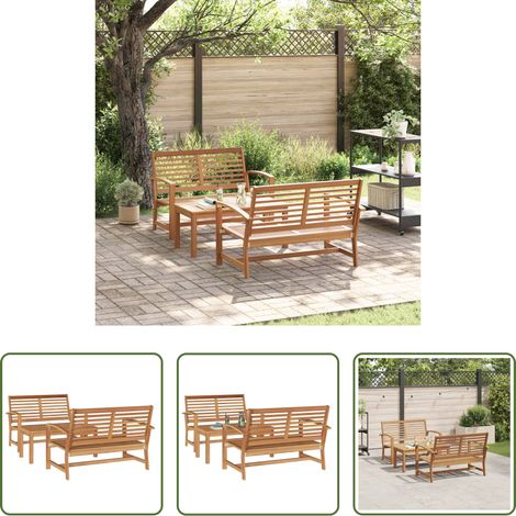 Meuble de jardin - Ensemble de canapé de jardin 3 pcs Naturel Bois de teck massif (1/5)