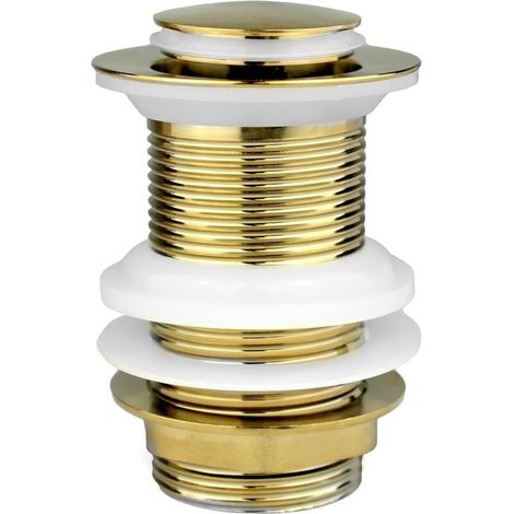 Bonde clic-clac dorée non fendue Bouchon d'évier de salle de bain pop-up en laiton de qualité Connexion standard G 3,2 cm BSP 1 pièce (1/5)