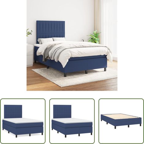vidaXL Kopfteil - Boxspringbett mit Matratze Blau 120x200 cm Stoff (1/5)
