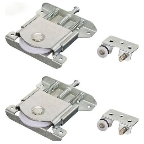 Paires de roulettes pour portes coulissantes, roulettes pour armoires, fenêtres et portes coulissantes (argent) (1/4)