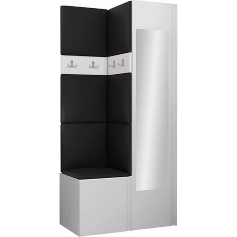 Meuble d'entrée Pinis XXV, Blanc, 186x82x46cm, Disponible, Stratifié, Faux cuir, À poser, Murale