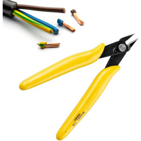 Mini pince électronique avec poignée en caoutchouc jaune, coupe-fil micro en acier au carbone résistant à l'usure pour la coupe (1/5)