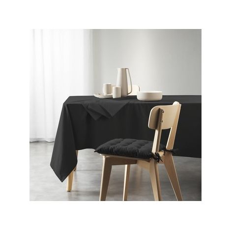 Nappe rectangle uni en coton recyclé "Mistral" - Noir - 140 x 240 cm - Livraison gratuite (1/3)