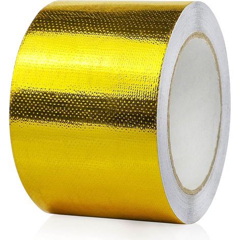 Ruban Adhésif Aluminium renforcé, doré 75mm x 20m Bande d'étanchéité Étanche Feuille, ruban d'aluminium de réparation, haute temperature pour la réparation, l'isolation (1/5)