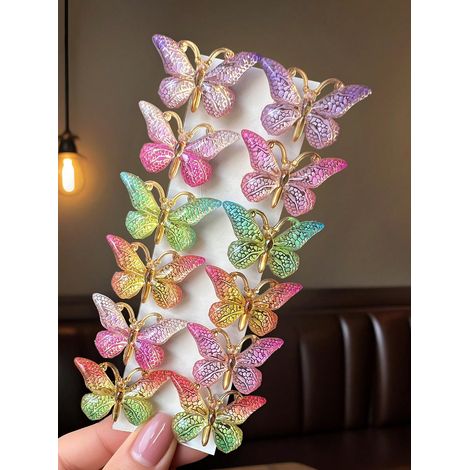24pcs Pinces à cheveux papillon 3D en acrylique, pinces Alligator translucides dégradées pour queues de cheval et tresses, accessoires capillaires quotidiens mignons, transparentes (1/4)