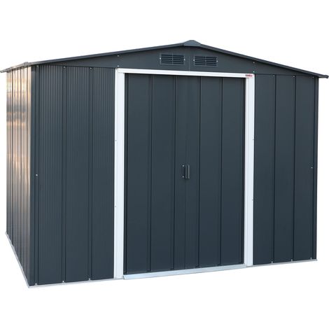 Abri de jardin en mtal 4,77 m2 - Kit d'ancrage inclus - Gris anthracite (1/5)
