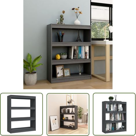 The Living Store Bibliothèque/Séparateur de pièce Gris 100x30x103 cm Pin massif - Bibliothèque - Étagère - Meuble De Salon - Armoire À Livres - Mobilier Intérieur (1/5)