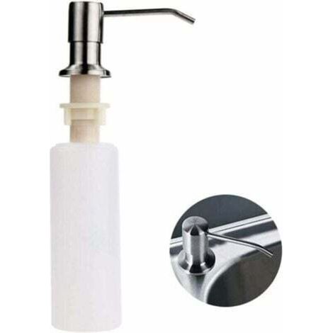 Distributeur Savon évier Cuisine Acier Inoxydable Distributeur Savon Cuisine encastrable Distributeur détergent Rechargeable pour évier Cuisine Ensemble--