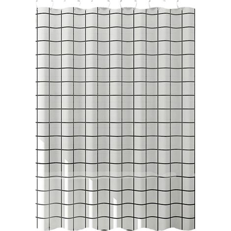 Rideau De Douche - 180 X 180 Cm - Tissu Imperméable - Motif Géométrique - Avec Crochets - Pour Salle De Bain (1/5)